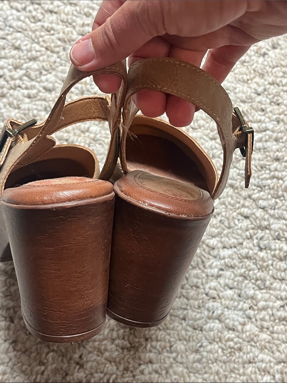 boc Tan Platform Mary Jane Sandals with Buckle Ankle Strap - Picture 5 of 5